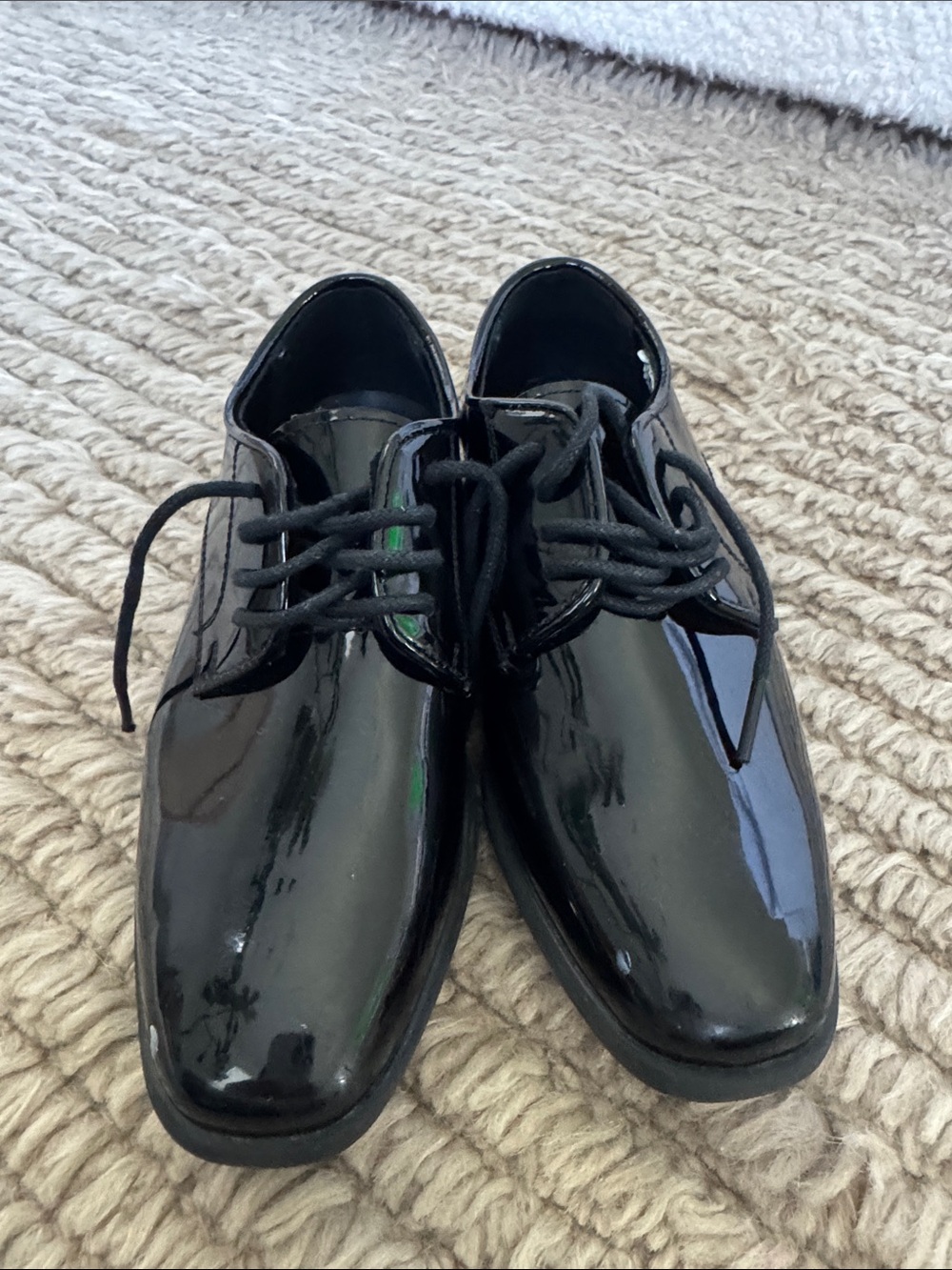 Kids Black Patent Lace-Up Dress Shoes